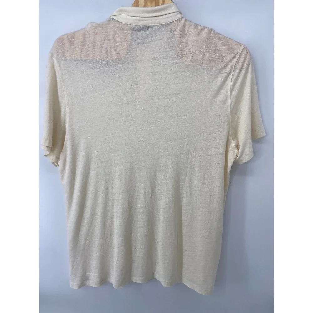 Faherty Polo Mens 2XL Ivory Short Sleeve Linen Coastal Breathable Light Resort